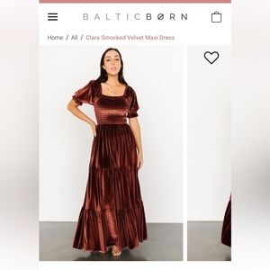Baltic Born Smocked Velvet Clara dress, Rust color, size Large, New With Tags